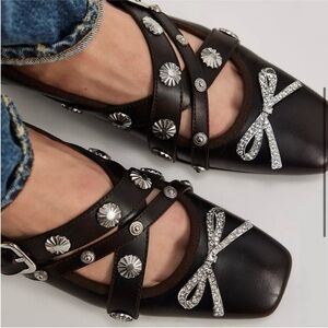 Free People At Midnight Ballerina Heels Size 9.5 NIB